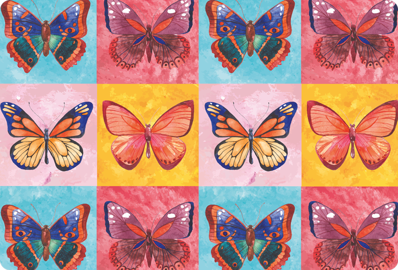Animal vinyl carpet multicolored butterflies - TenStickers