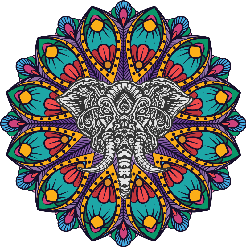 Animal vinyl carpet colorful elephant mandala - TenStickers