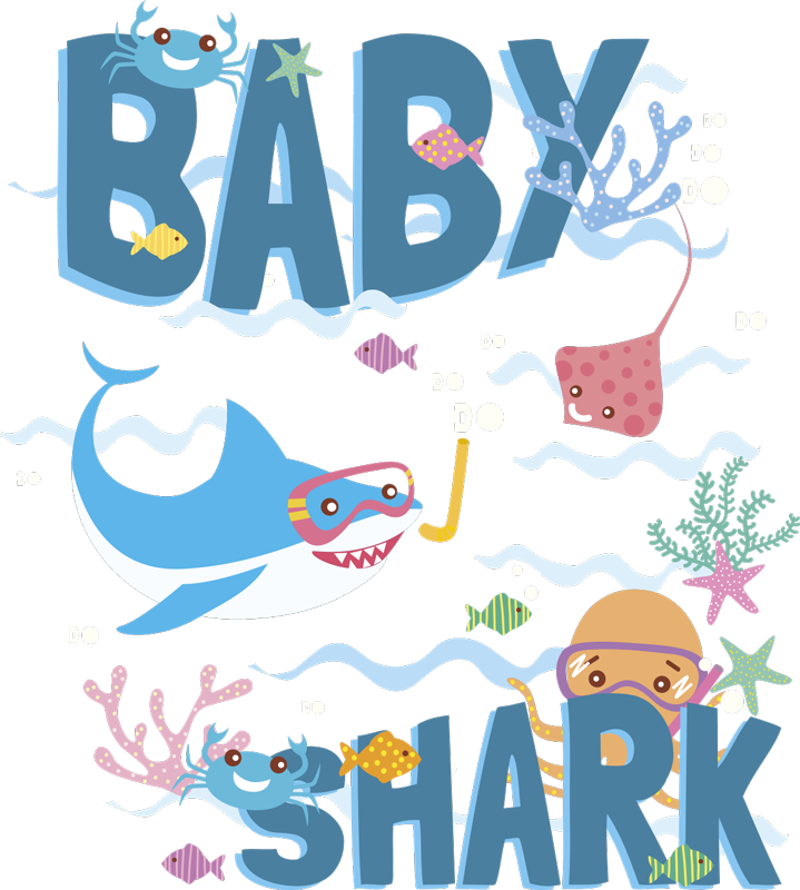 Baby blue shark animal vinyl carpet - TenStickers