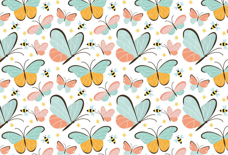 Animal vinyl carpet butterflies and bees - TenStickers