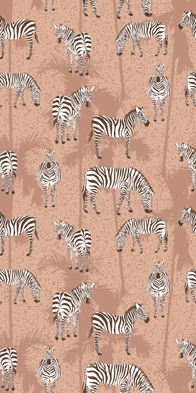 Zebra and palms brown animal vinyl carpet - TenStickers