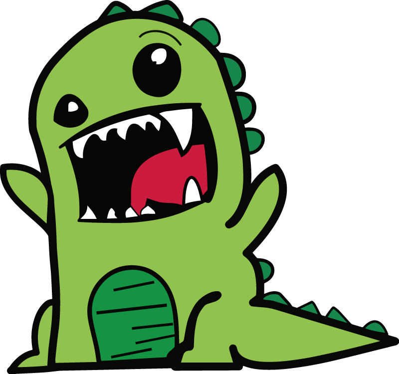 Animal vinyl carpet green dinosaur doodle scary - TenStickers