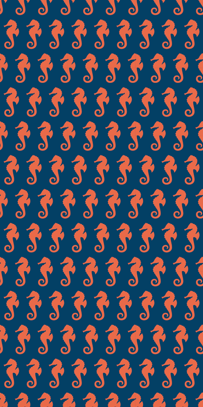 Animal vinyl carpet orange sea horse design - TenStickers