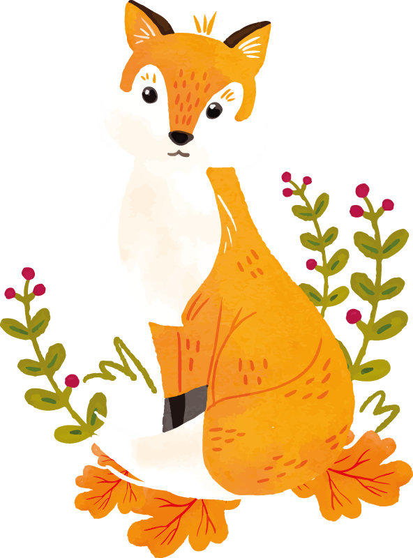Animal vinyl carpet watercolor fox design - TenStickers