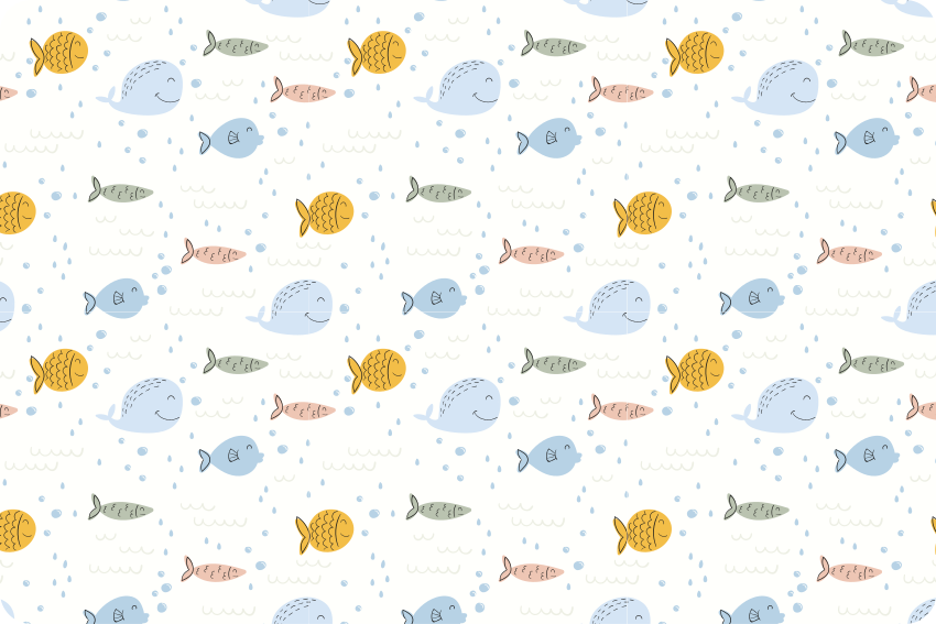 Animal vinyl carpet with cartoon multicolor fish - TenStickers