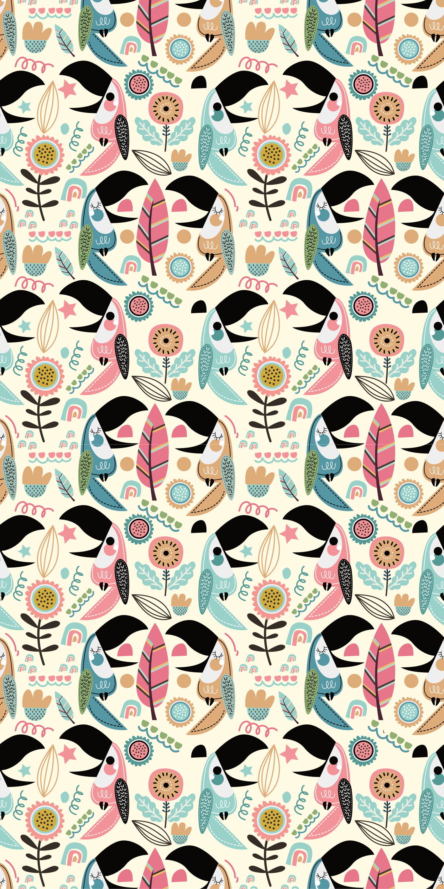 Animal vinyl carpet in blue nordic pastel leaves - TenStickers