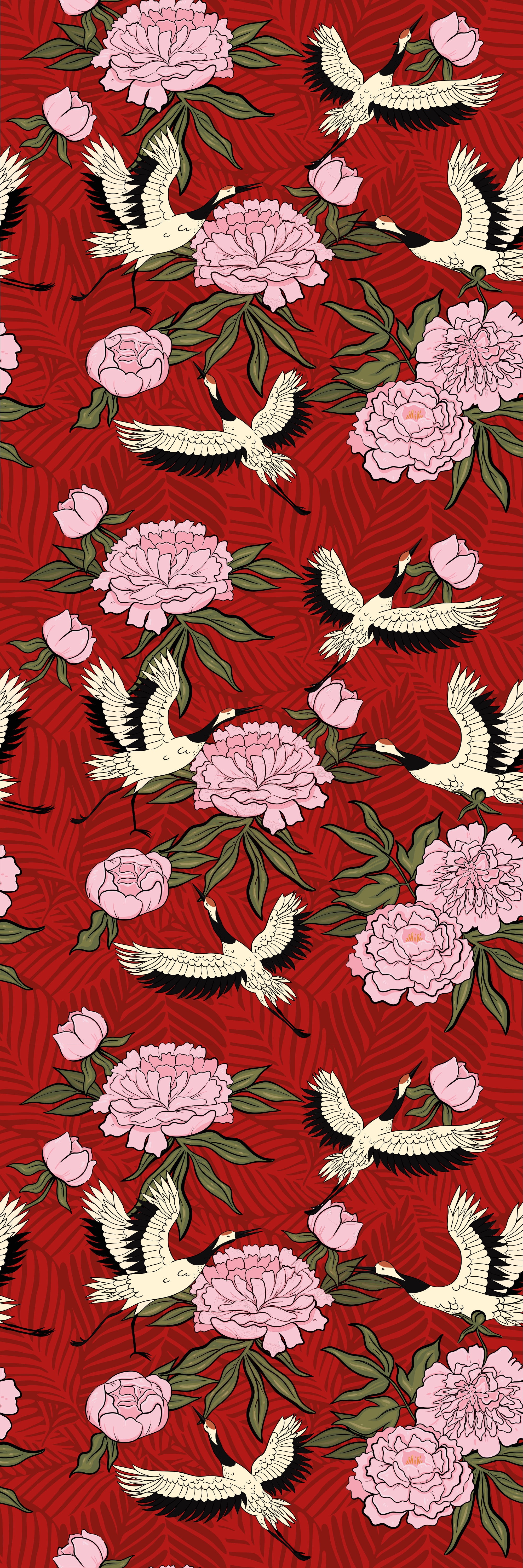 Animal vinyl carpet with white birds on red pattern - TenStickers