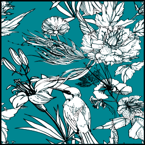 Animal vinyl carpet with elegant white bird pattern - TenStickers
