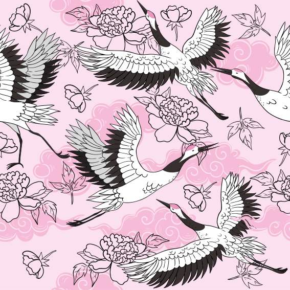 Animal vinyl carpet with modern pink bird pattern - TenStickers