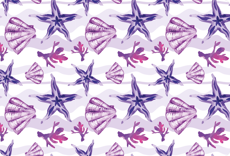Animal vinyl carpet with purple seashell and starfish - TenStickers