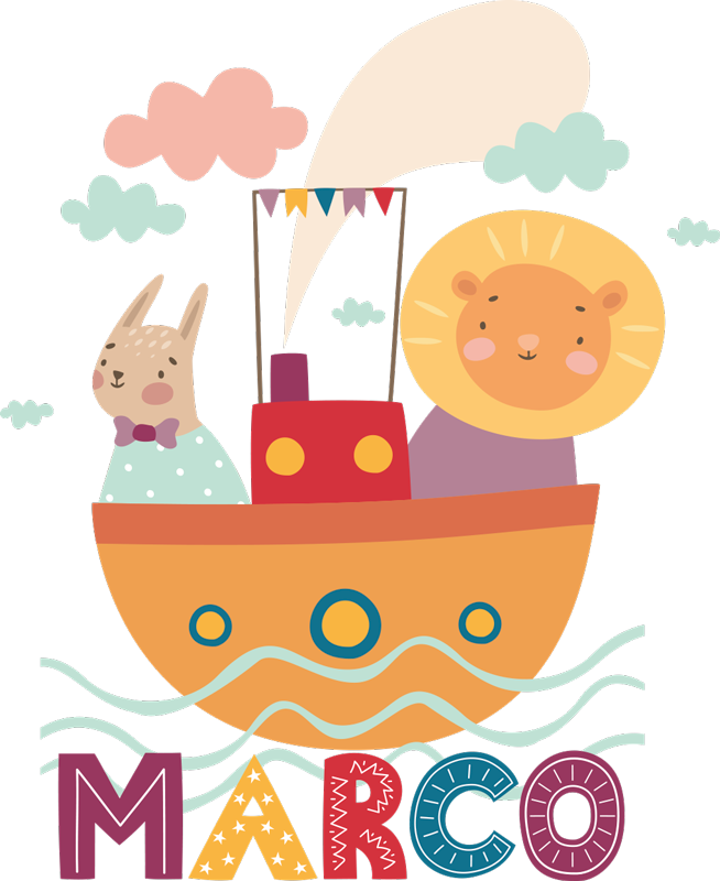 Animal vinyl carpet with animals on a boat - TenStickers