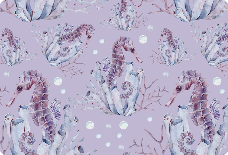 Animal vinyl carpet watercolor seahorse - TenStickers