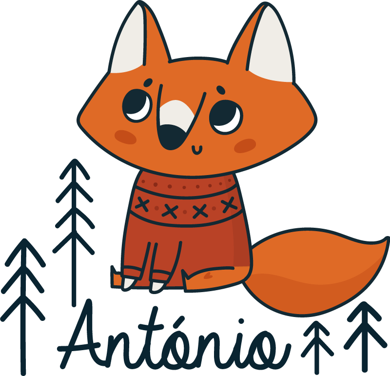 Animal vinyl carpet nordic fox with name - TenStickers