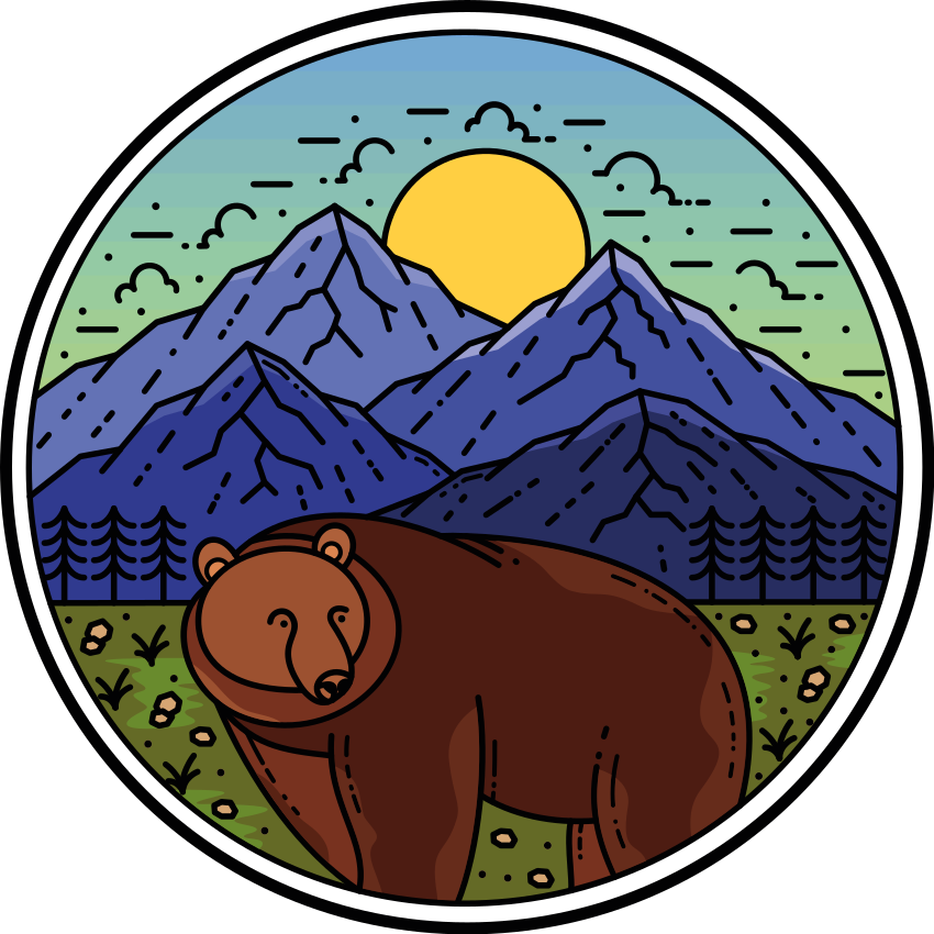 Animal vinyl carpet round bear in the mountains - TenStickers