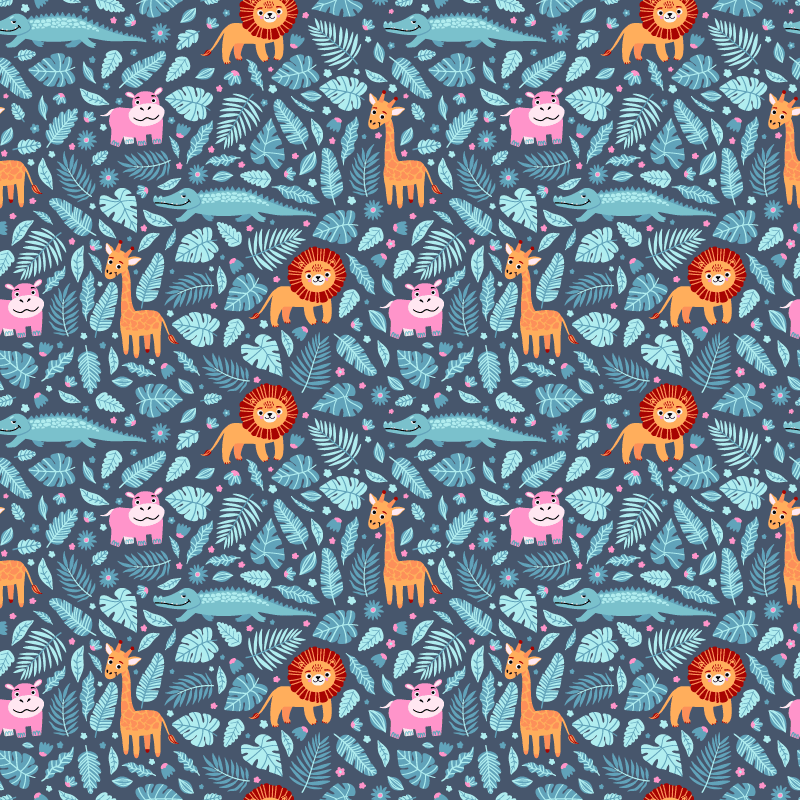 Animal vinyl carpet with jungle animal designs - TenStickers