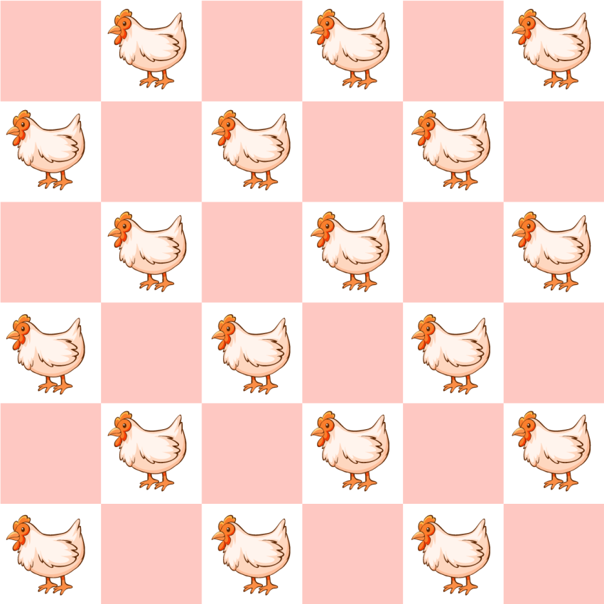Animal vinyl carpet pink squares with roosters - TenStickers