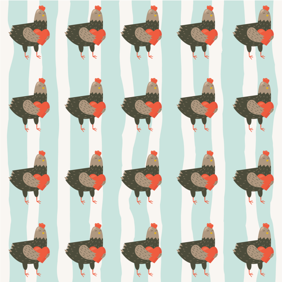 Animal vinyl carpet with white stripes and roosters - TenStickers