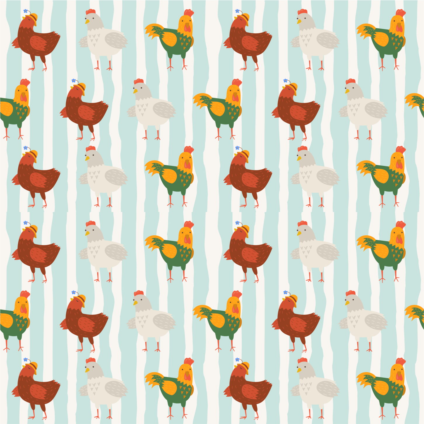 Animal vinyl carpet with rooster vertical stripes - TenStickers