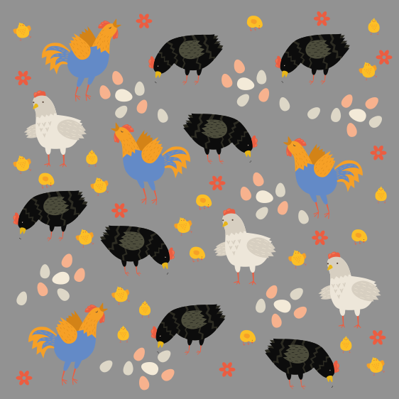 Animal vinyl carpet with chickens in the pen pattern - TenStickers