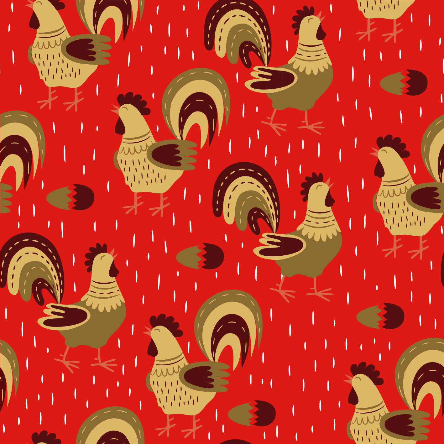 Animal vinyl carpet with chinese rooster design - TenStickers