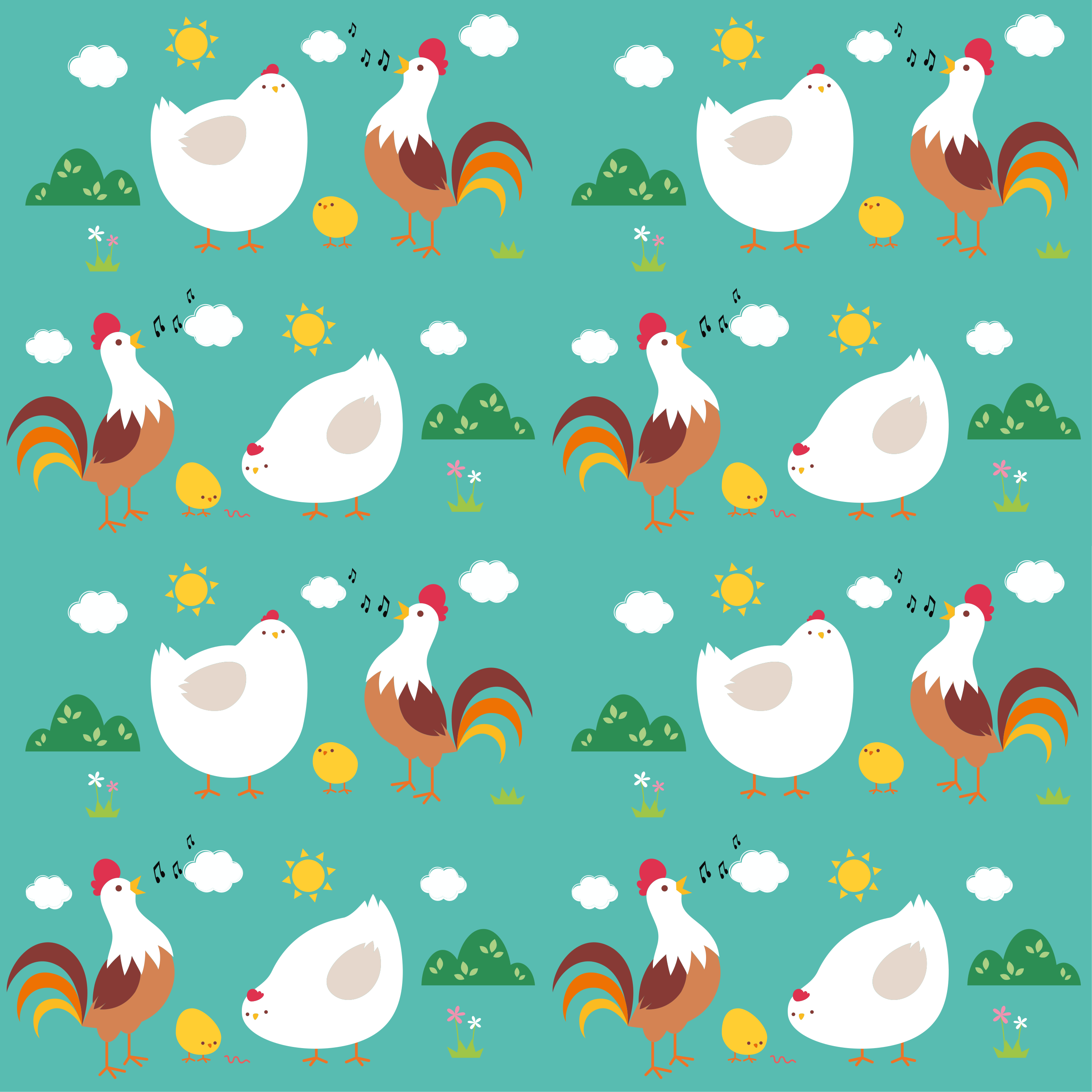 Animal vinyl carpet with singing rooster design - TenStickers