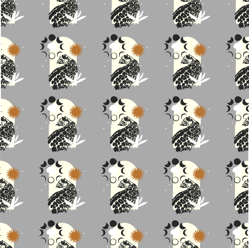 Animal vinyl carpet black leopard under moon design - TenStickers
