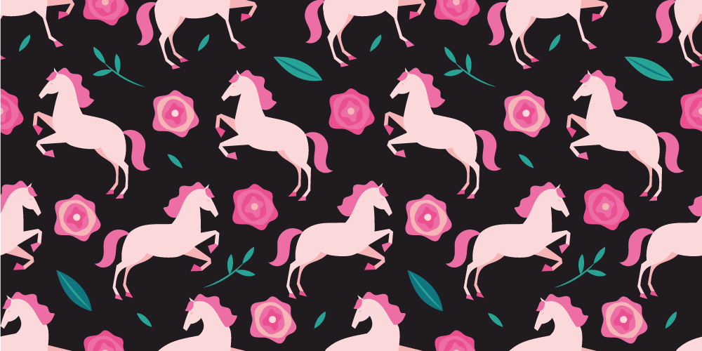 Animal vinyl carpet with floral horse design - TenStickers