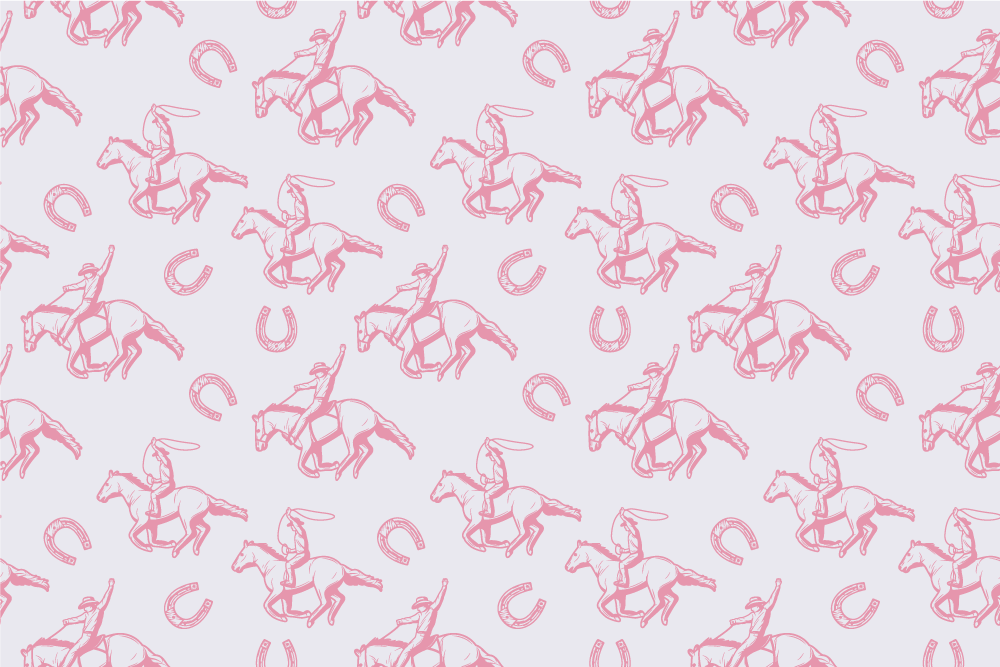 Animal vinyl carpet with pink cowboy horse design - TenStickers