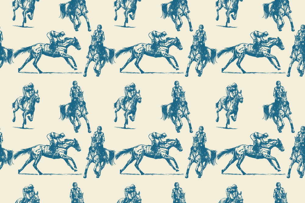 Animal vinyl carpet blue and beige horse pattern - TenStickers