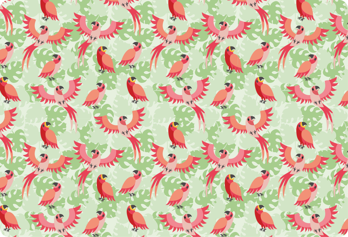 Red birds on green leaves animal vinyl carpet - TenStickers