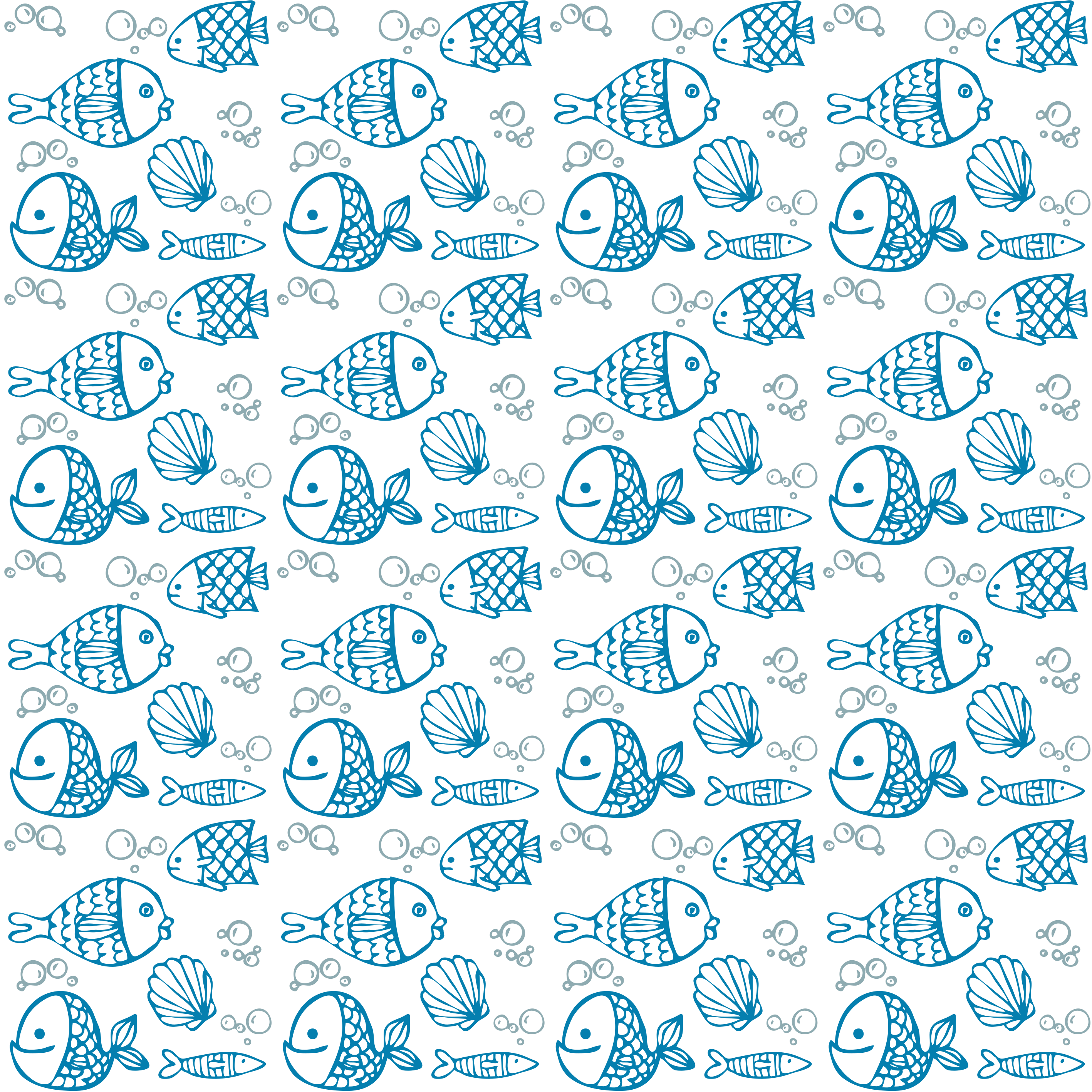 Animal vinyl carpet with drawn blue fish design - TenStickers