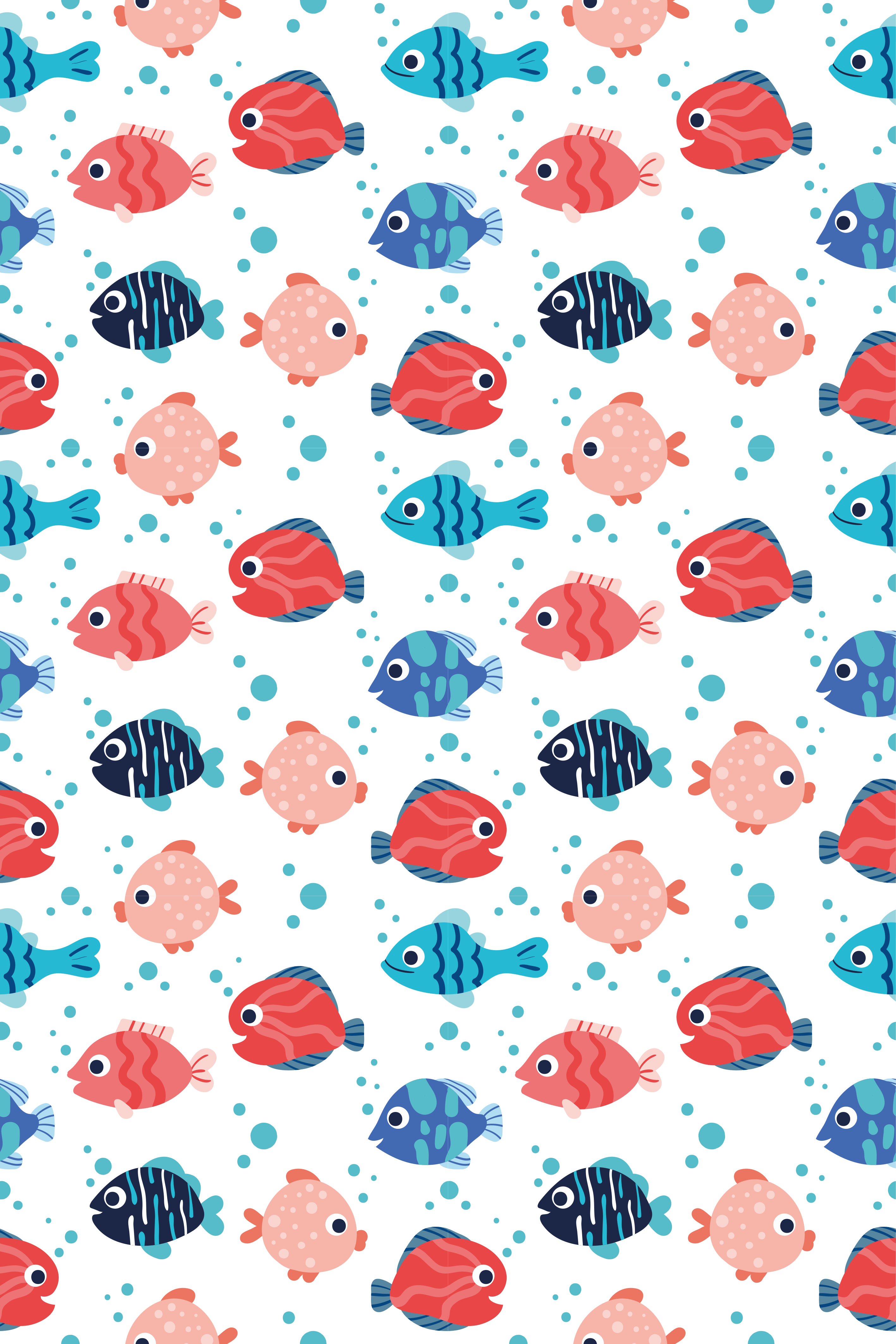 Animal vinyl carpet with pink and blue fish - TenStickers