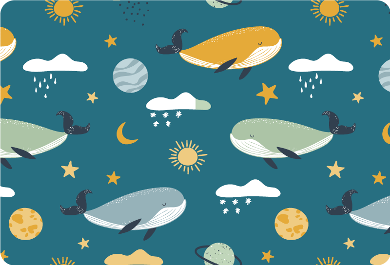 Animal vinyl carpet with trendy whale design - TenStickers
