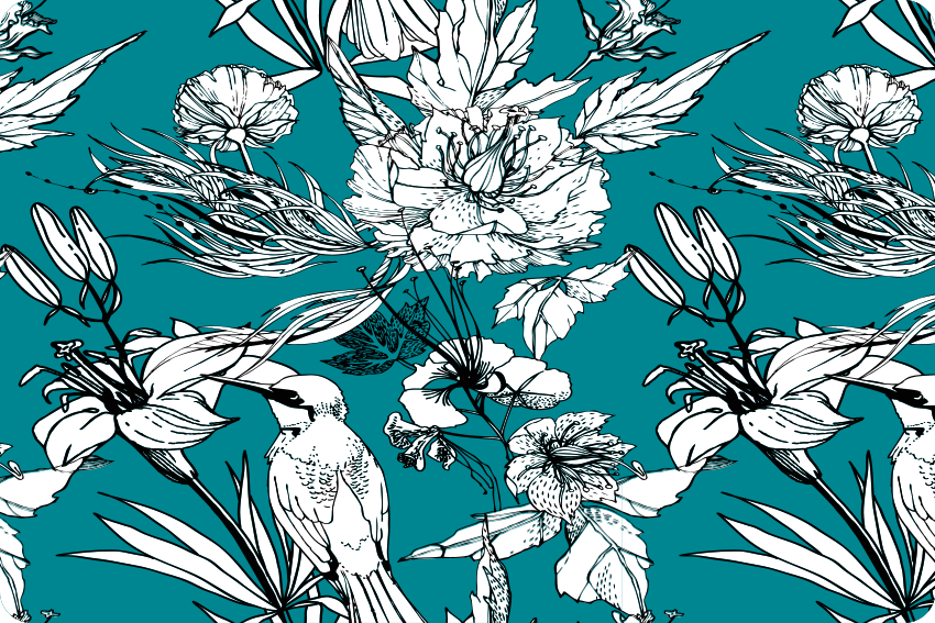 Animal vinyl carpet with elegant white bird pattern - TenStickers