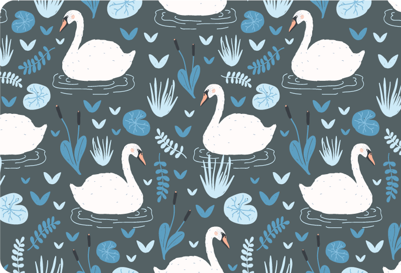 Animal vinyl carpet elegant white swan design - TenStickers