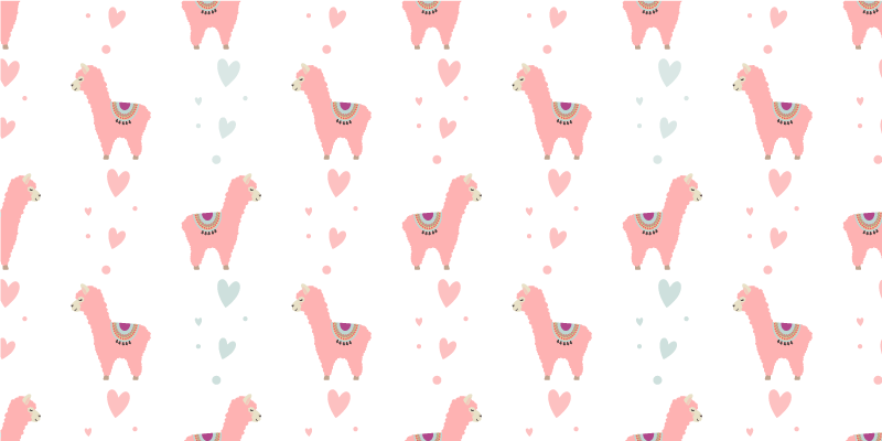 Animal vinyl carpet with pink llama pattern - TenStickers