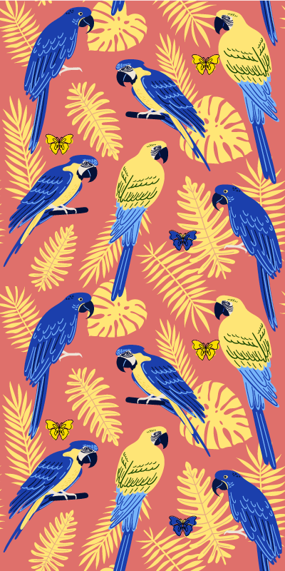 Animal vinyl carpet with parrots and butterflies - TenStickers