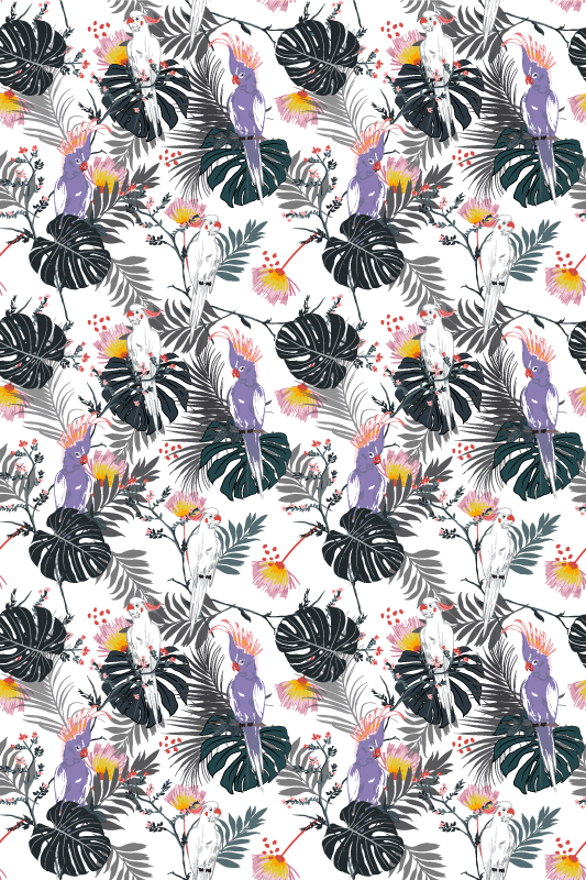 Red and purple parrots animal vinyl carpet - TenStickers