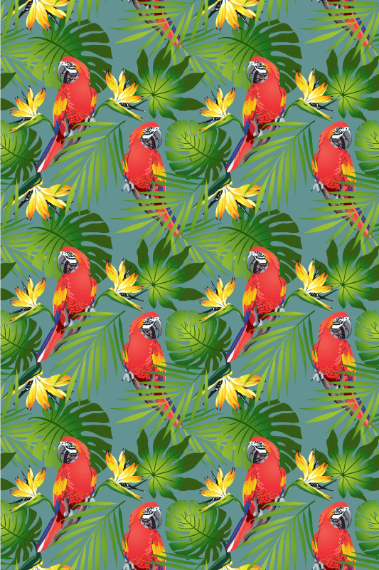 Animal vinyl carpet colorful parrots on blue background - TenStickers