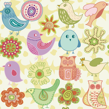 Animal vinyl carpet with colorful bird designs - TenStickers