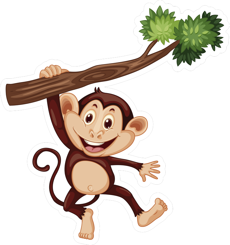 Cheeky monkey swinging animal vinyl carpet - TenStickers