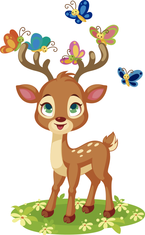 Cute cartoon deer animal vinyl carpet - TenStickers