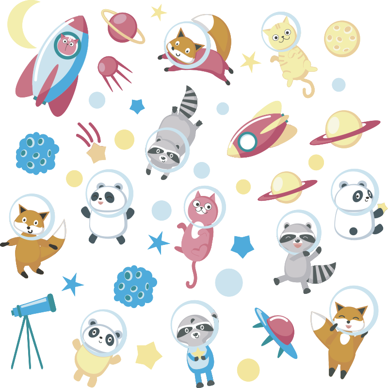 Animal vinyl carpet cute animal astronauts - TenStickers
