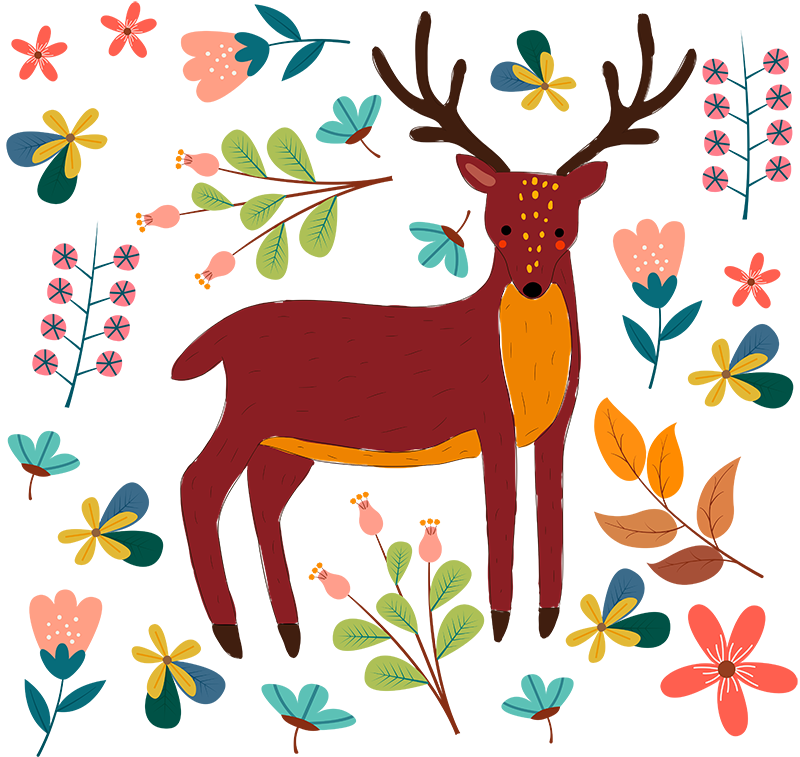 Animal vinyl carpet whimsical deer design - TenStickers
