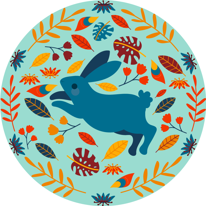 Animal vinyl carpet playful rabbit design - TenStickers
