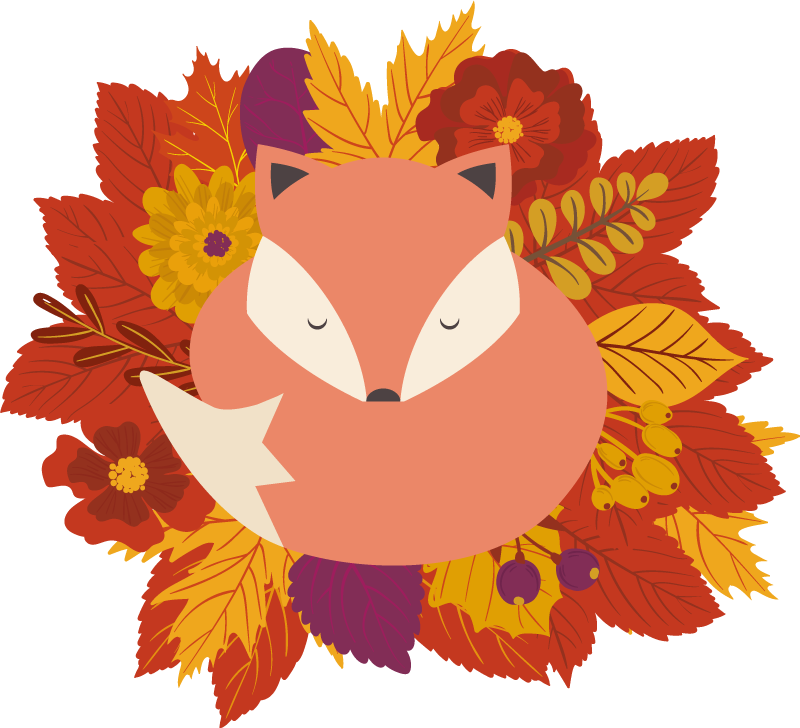Animal vinyl carpet fox with leaves - TenStickers