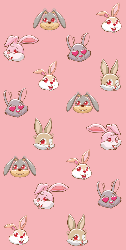 Animal vinyl carpet cute bunny faces - TenStickers