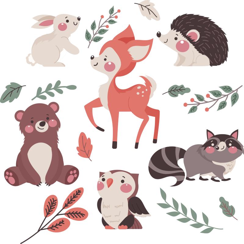 Animal vinyl carpet whimsical animal friends - TenStickers