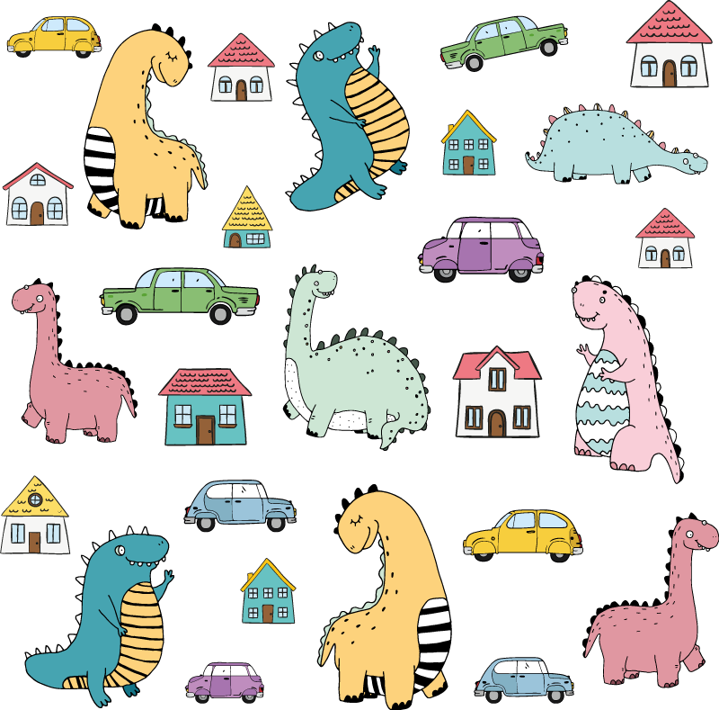 Animal vinyl carpet with colorful dinosaur figures - TenStickers