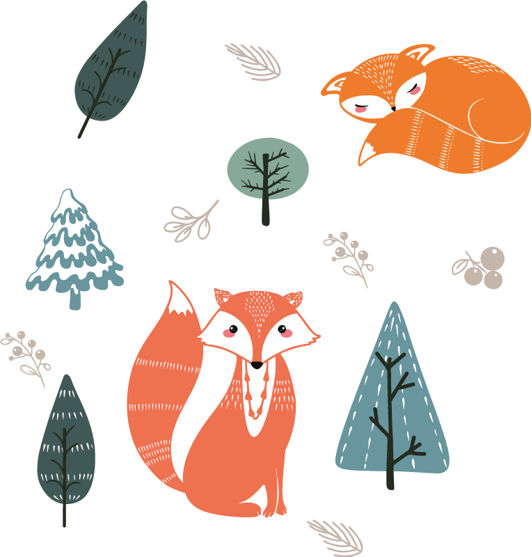 Animal vinyl carpet whimsical fox designs - TenStickers